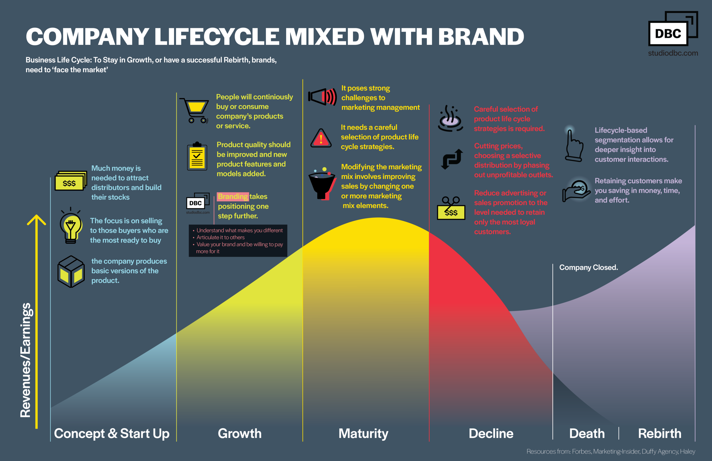 Company lifecycle mixed with brand | DBC, Brand Strategy for